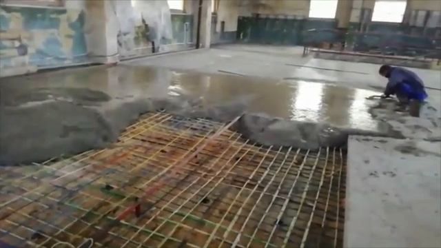 Заливка бетона с использованием стеклопластиковой арматуры в цеху. Завод СтеклоПласт растет!