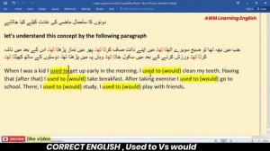 How To WOULD and USED TO | Correct In English | For Past Habit In Urdu