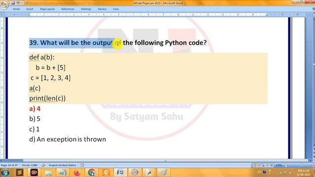 TOP 100 PYTHON MCQ QUESTIONS AND ANSWERS | python mcq for competitive exams | python mcq o level