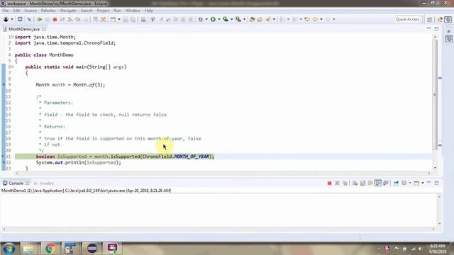 How to use isSupported(TemporalField field) method of Month Enum? | Java 8 Date and Time