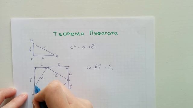 Теорема Пифагора. Доказательство методом площадей. смотреть онлайн