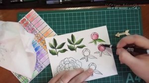 Раскрашивание штампов, урок 2, часть 1/ Coloring with watercolor markers, tutorial #2.1