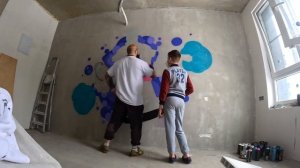 Граффити в интерьере комнаты подростка. Процесс. | Graffiti in the interior of a teenager's room.