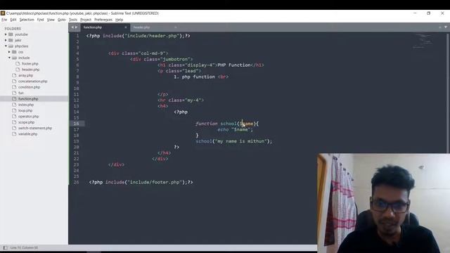 php function, Function Arguments,Default Argument Value || by mithun sarker || part 11