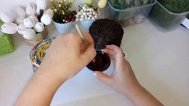 DIY ПАСХАЛЬНАЯ КОРЗИНКА! Тюльпаны из гофрированной бумаги, корзинка из газетных трубочек