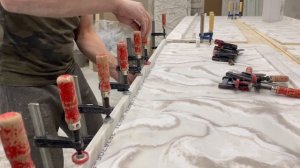 #127 - Изготовление в цеху, от начала до конца прямых подоконников с имитацией под мрамор.