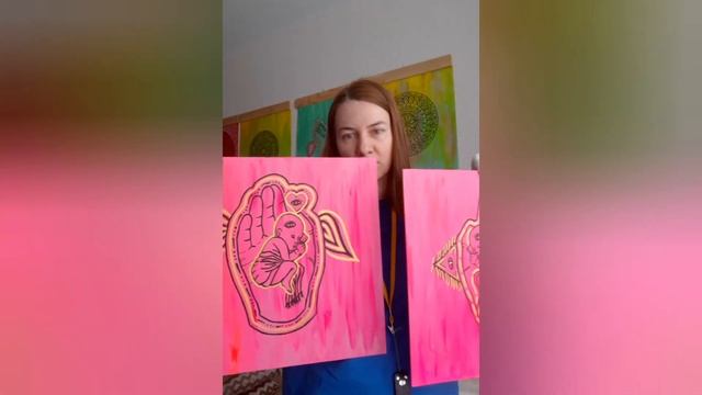 Картина "В руках Бога", 2 части, 40×40 см, акрил | художница Екатерина Мамаева #katyapatternslove