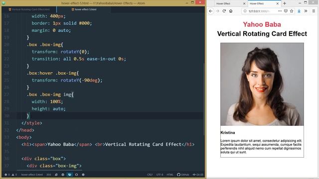 CSS Image Hover effect with Vertical Rotating Card (Hindi/Urdu) смотреть онлайн