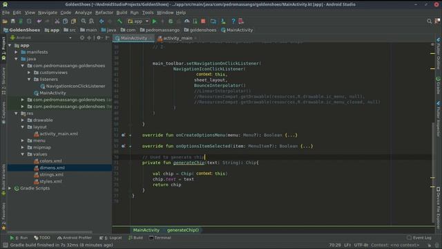 Android Studio Shoes Store App - Golden Shoes: Adding Chips for Categories (part5)