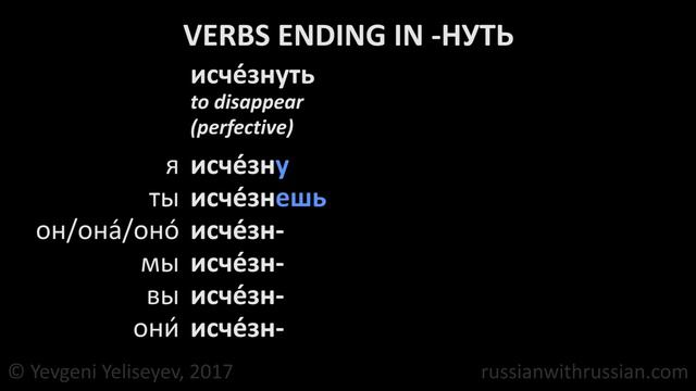 Russian Verbs Ending in -нуть  Verb Conjugation  Russian Lessons Online