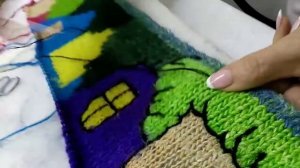 Интарсия спицами .Домики Интарсия.