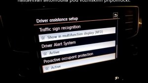 VW Golf 7, MY2014 - Traffic Sign Assist activation - vključitev prepoznave prometnih znakov
