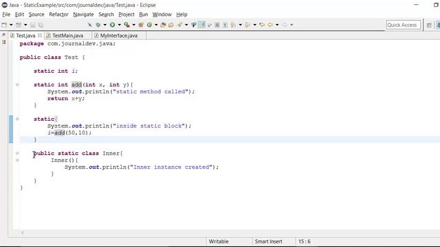 Java static variable, method, block, static inner class, interface static method