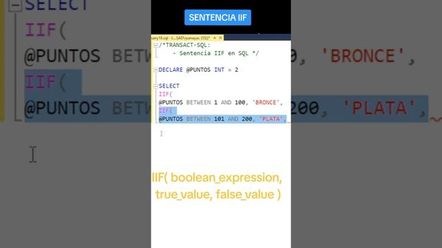 TRANSACT-SQL: Sentencia IIF