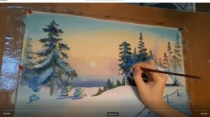 Как нарисовать зимний пейзаж гуашью. Урок №5 /Winter landscape in gouache