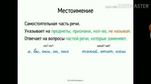 7класс Русский язык.Местоимение.Виды местоимений