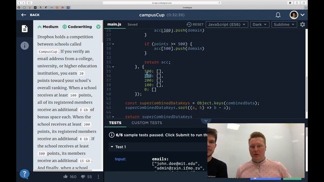 Bro code it 2: Dropbox Campus cup из Codesignal
