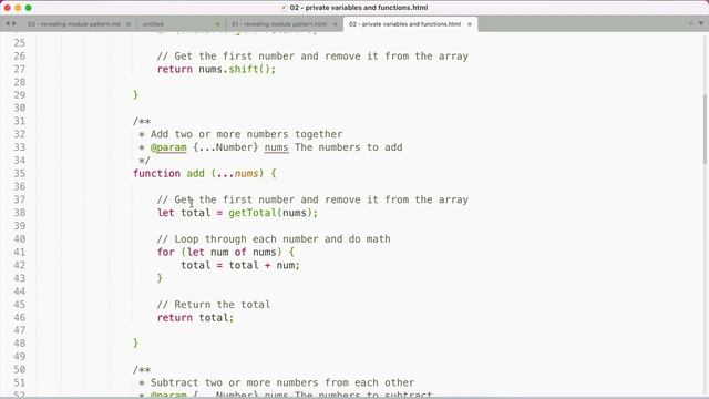How to include private variables and functions in a revealing module pattern
