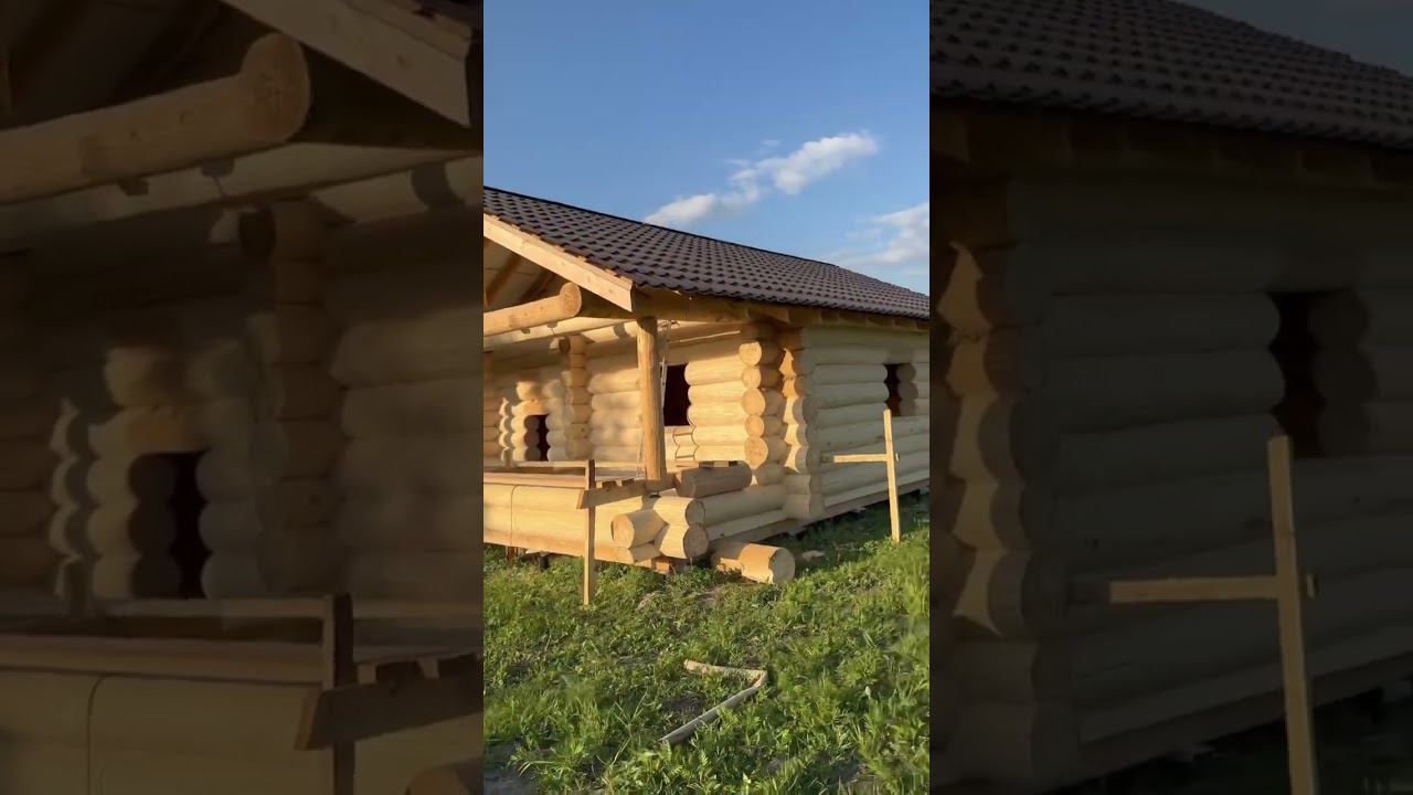 Баня из бревна. Начало отделки классной бани. смотреть онлайн