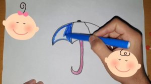 Bolalar uchun soyobon rasm chizish Рисуем зонтик для детей Drawing an umbrella for children