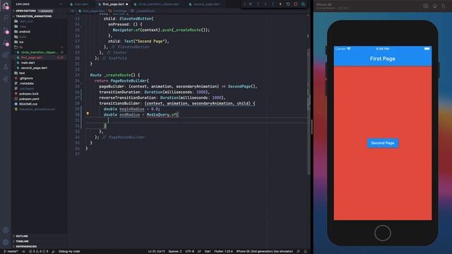 Flutter custom page transition animation | Circular reveal animation | Flutter UI | Animation