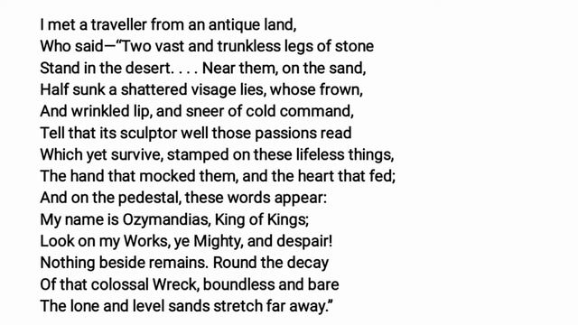 Ozymandias by PB Shelley line by line explained in Tamil смотреть онлайн