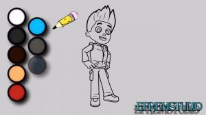 Раскраска Щенячий Патруль Райдер. Рисуем вместе. Coloring book PAW Patrol Ryder. Drawing together.