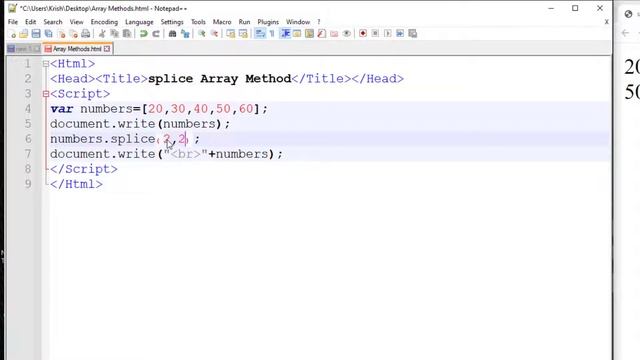 Array splice method in js | splice method in javascript