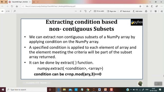 Class XII IP WORKING WITH NUMPY Part4