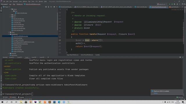 Laravel курс с нуля, база. 33. Класс Middleware в Laravel