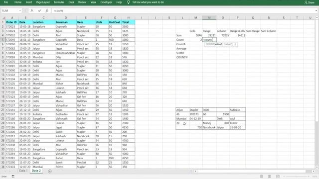 Excel Formula & Functions Part 1 | SUM, COUNT, COUNTA & AVERAGE (with examples)