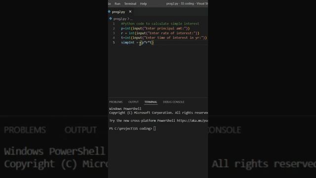 Prog to calculate Simple Interest #python #programming