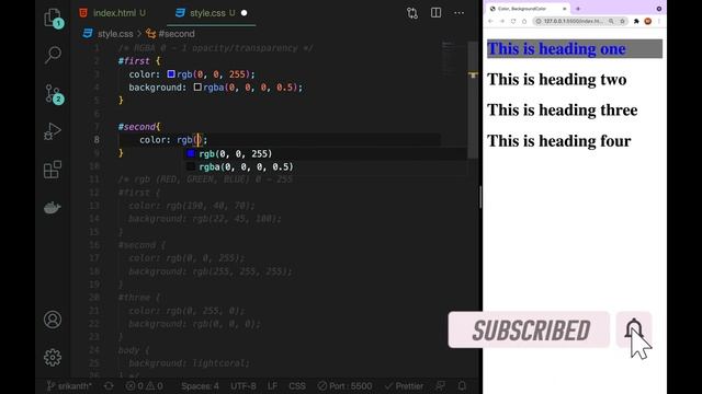 CSS3 Full Course[4K] - 11 | CSS Types of Color Pickers | How to pick colors in CSS | తెలుగులో | Sri