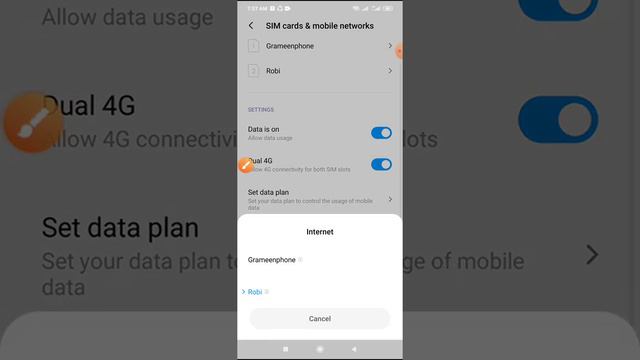 How to Internet sim selection on redmi note 8