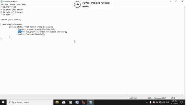 Java program to calculate simple interest | It's Tech Time смотреть онлайн