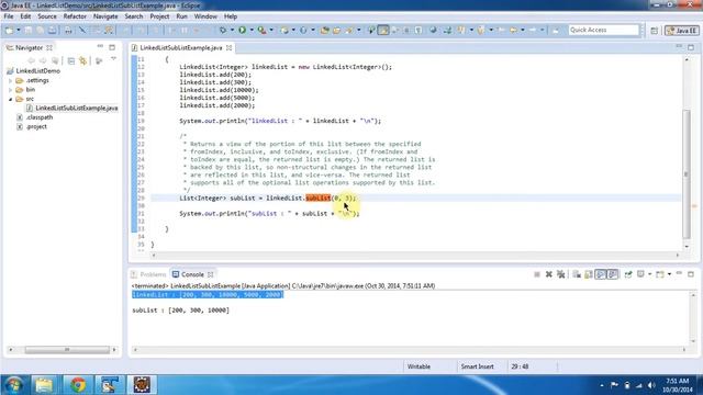 How to get SubList from the LinkedList? | Java Collection Framework смотреть онлайн