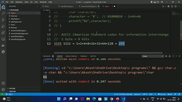 Char data type in c programming  ||  C programming tutorial for absolute beginners