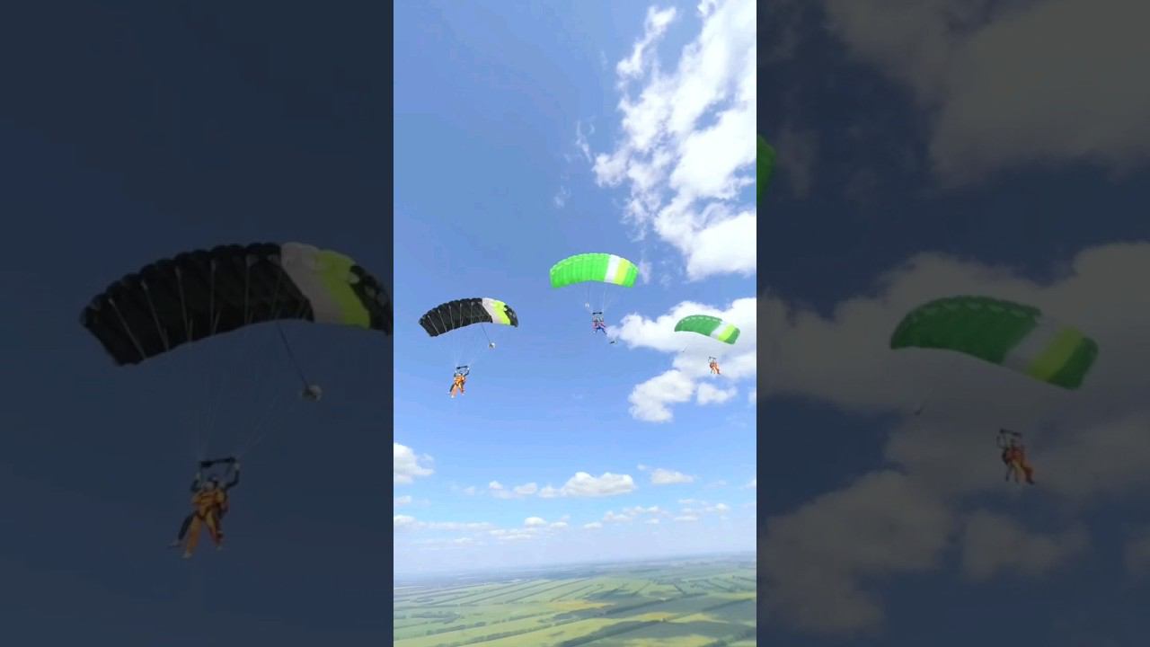 Новый уровень - съёмка дроном прыжков с парашютом в тандеме | Аэродром Танай смотреть онлайн