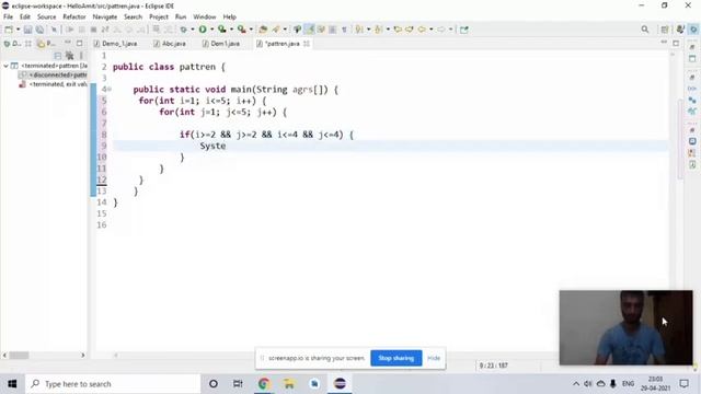 How print pattern program in Java