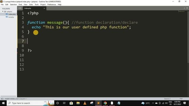 Function in php | php tutorial for beginners full - 25 | php tutorial | php full course #php