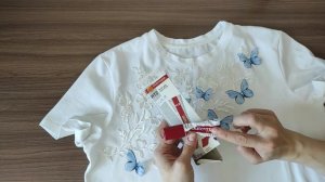 Обзор футболки с бабочками. Клей для страз. Клей для ткани. Декор кружевом.