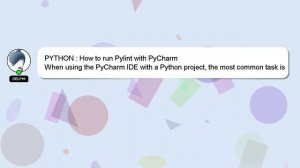 PYTHON : How to run Pylint with PyCharm