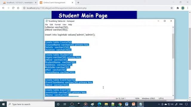 PHP Project College Event Management | free download with complete source code | PHP mysql project