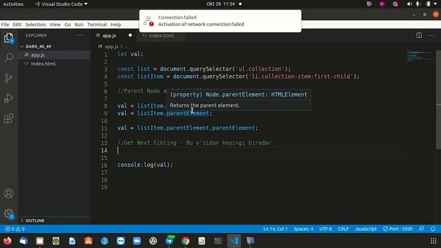JavaScript DOM ParentNode, ParentElement, NextSibling, PreviousSibling | Suhrob Abduaxatov | 4K