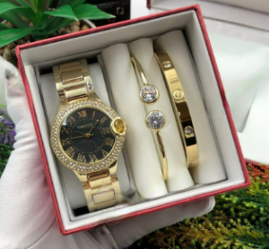 Женские часы cartier золотые (набор)