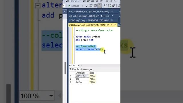 Add and Delete a New Column to an Existing Table | SQL Tips in 60 Sec |@dataprojecthub