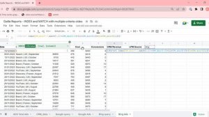 Формулы INDEX и MATCH с несколькими критериями в Google Sheets