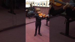 Зейц концерт 1, 1 ч, в работе.  Little boy playing violin concerto G major by Seitz, 1st mov.