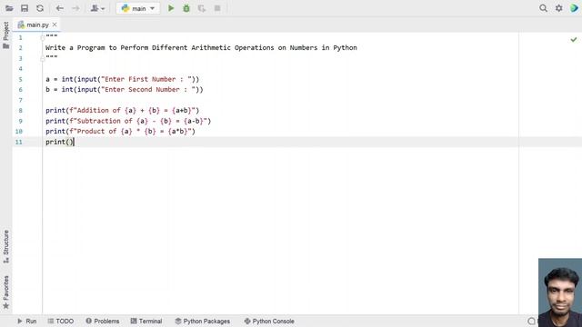 Write a Program to Perform Different Arithmetic Operations on Numbers in Python