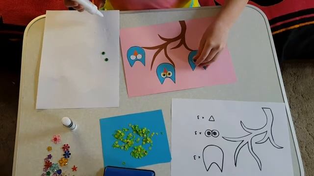 Cовы лето Аппликация из цветной бумаги с шаблоном для скачивания смотреть онлайн